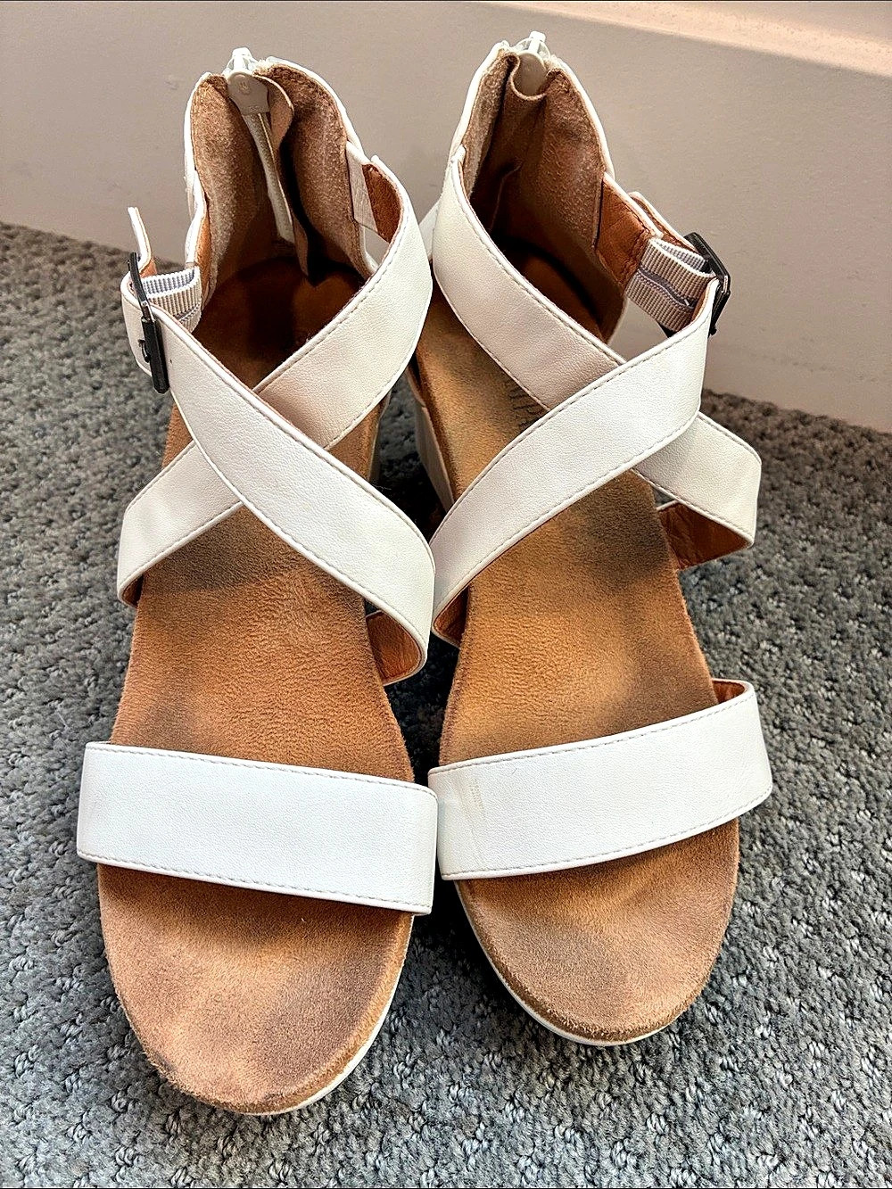 Dream Pairs Ankle Strap Open-Toe Platform Wedge Sandals White US 6.5
